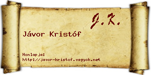 Jávor Kristóf névjegykártya